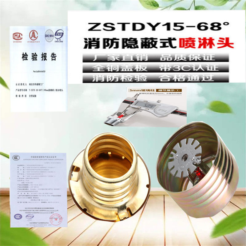 Total Copper ZSTDY Hotel Fire Spray Head Concealed Sprinkler Concealed Spray Fire Sprinkler Head Suspended Ceiling Spray Head