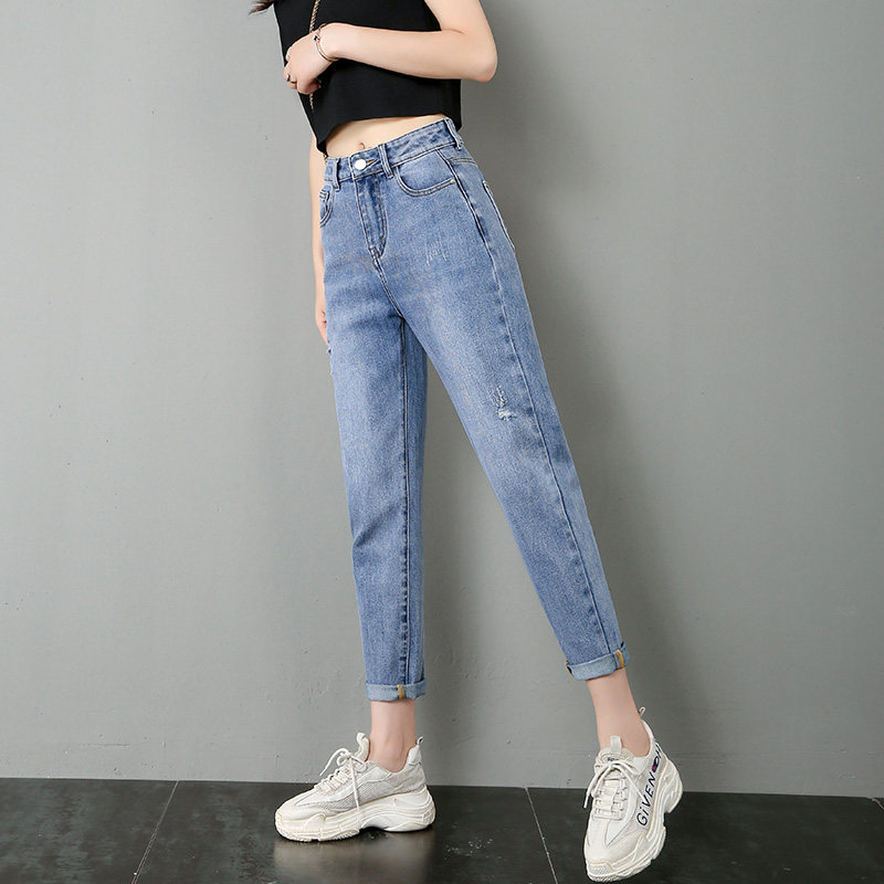 Daddy jeans women's loose thin model 2021 summer new slim waist nine-point carrot pants Haren pants