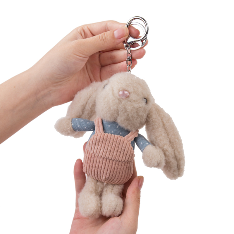 Long-eared rabbit plush doll keychain pendant creative personality car chain key ring ring net red INS bag pendant