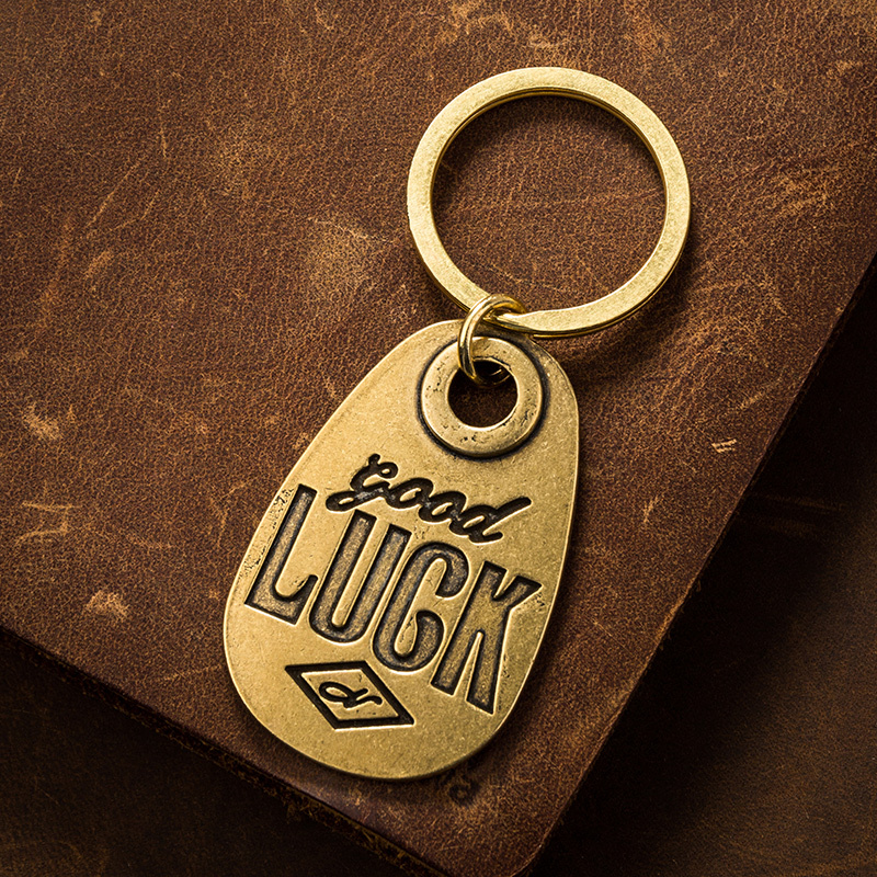 Luck Lucky Brass Keychain Pendant Creative Personality Internet Celebrity Car Key Ring Keychain for Men and Women Bag Decoration
