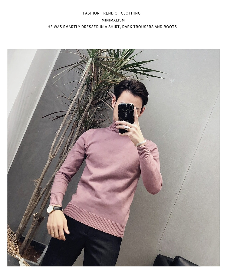 Áo len nam 2018 mùa đông đơn giản màu đen có thể biến áo len cổ cao phiên bản Hàn Quốc tự tu bên trong áo len dệt kim nam áo len cao cổ Hàn Quốc
