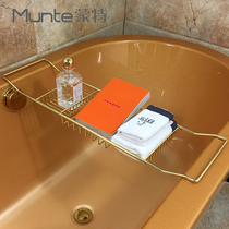  Golden bathtub rack Retractable shelf Multi-function bath rack Bathroom bathtub bracket Bathtub rack