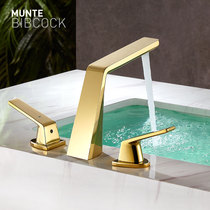 Zirconium golden light luxury Basin hot and cold faucet luxury design aesthetic three-hole split faucet