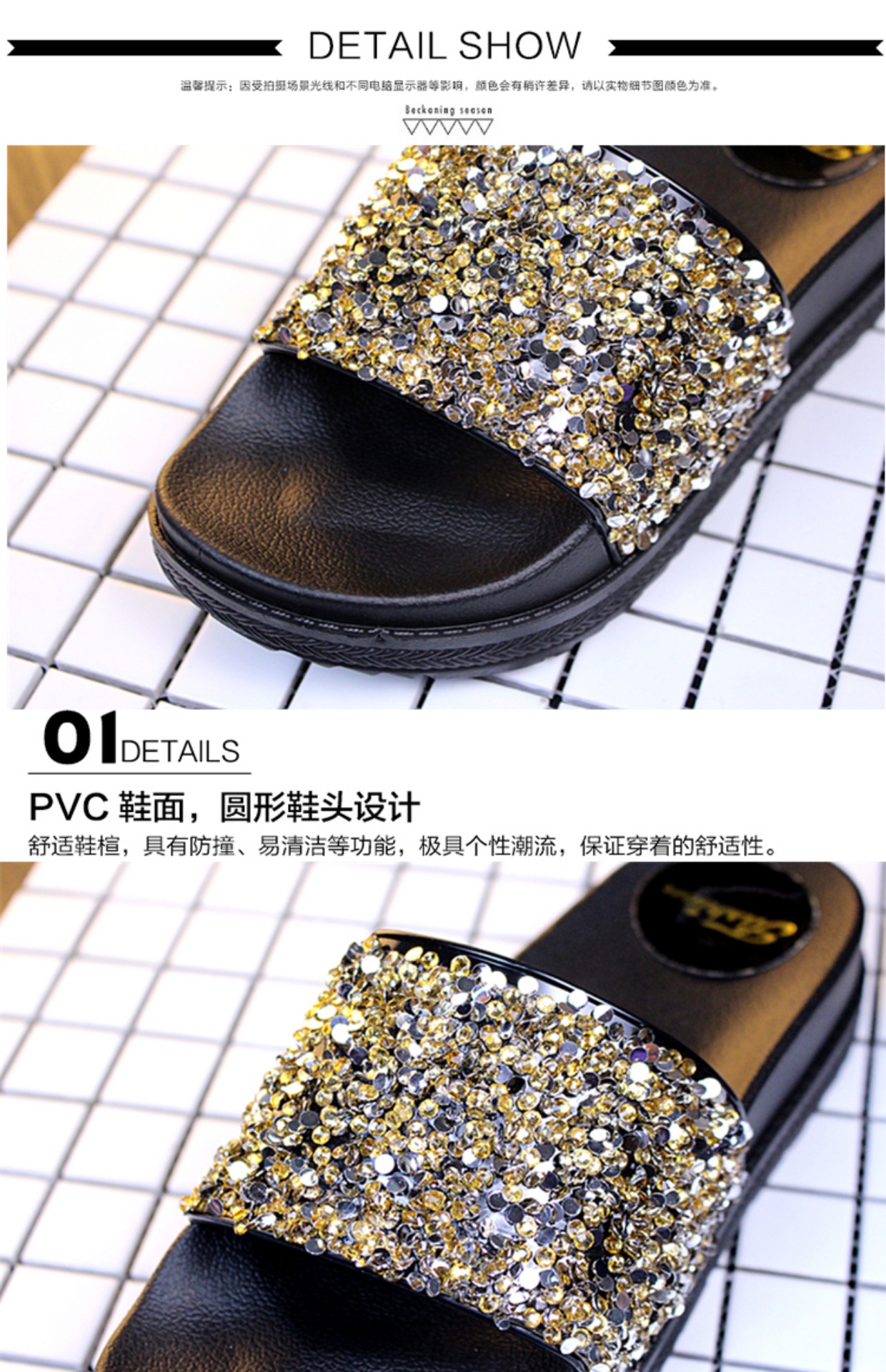 Phiên bản Hàn Quốc của dép sandal và dép đế dày dày kim cương sáng dép nữ bánh xốp với dép đi biển mùa hè hoang dã mang dép nữ giày vascara