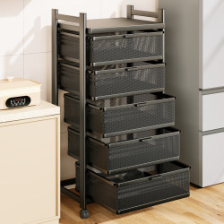 Kitchen Basket Storage Rack, Household Floor-Standing Movable Multi-Layer Cabinet, Multi-Functional Fruit and Vegetable Storage Basket