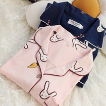  New spring-style couple sections for men and women pure cotton cute rabbit long sleeve long pants pyjamas suit home clothes