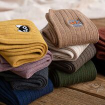 Purchase of five double autumn and winter new days Cartoon Embroidery Meow Cat Cotton Pile Socks Fashion Women Socks