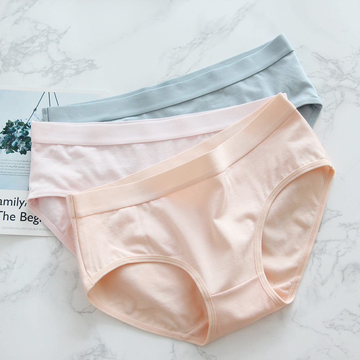 3 ~ simple whole cotton wide waist underpants triangle pants briefs female pure cotton waist sexy student women 034