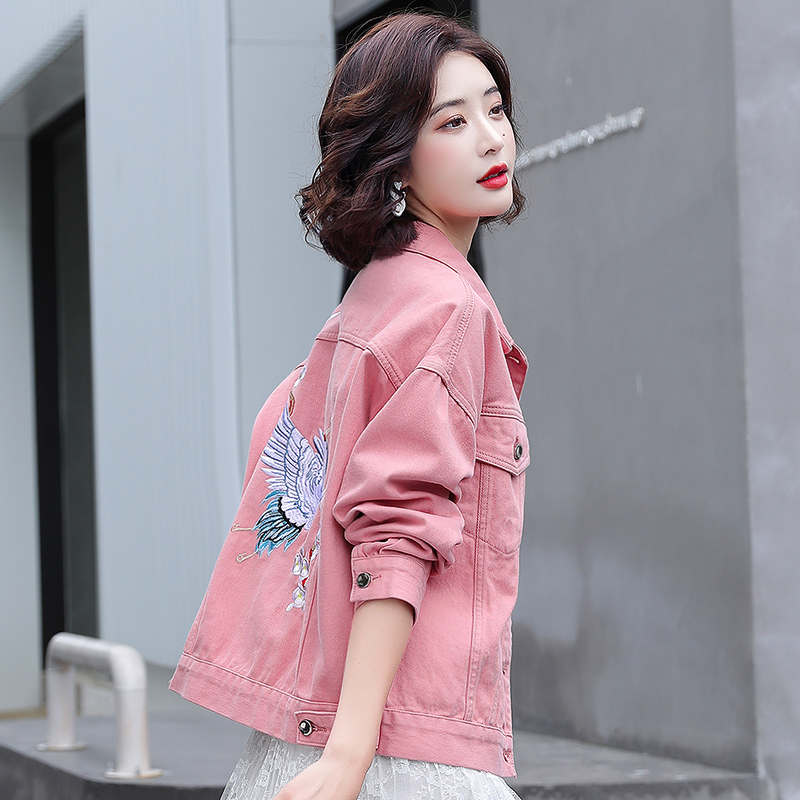 Embroidered Denim Jacket for Women, Spring and Autumn 2026 New Style, Petite Korean Version, Loose Casual Jacket ins Trendy Top
