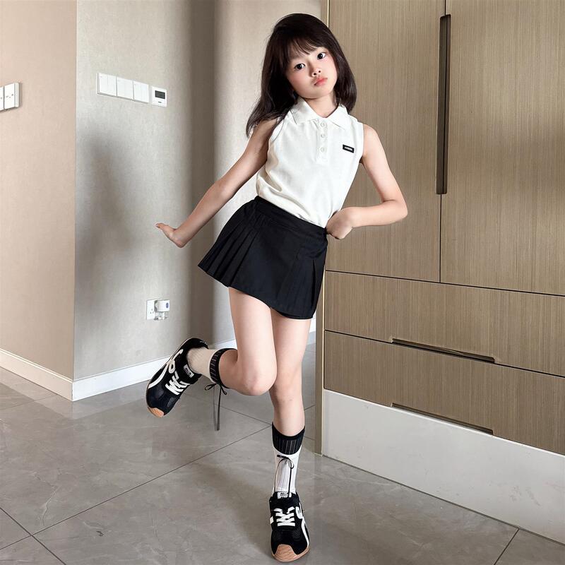 Pleated Culottes for Girls, Summer Preppy Style Pleated Short Culottes, Korean Style Versatile Skirt Pleated Culottes for Girls, Summer Preppy Style Pleated Short Culottes, Korean Style Versatile Skirt