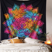 India imported pure cotton hanging cloth Mandala Mandala ins cloth flower yoga mat background wall decoration tie-dyed lotus