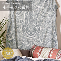India imported handmade printing and dyeing pure cotton Mandala Mandala hanging cloth - Hand of Fatima Hamsa Buddha hand