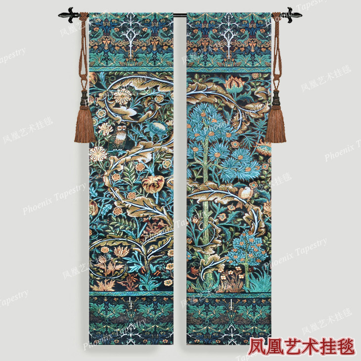 Phoenix Art Tapestry Polyester Fiber Neo-European style Tapestry Soft Dress William Morris Blue Jungle