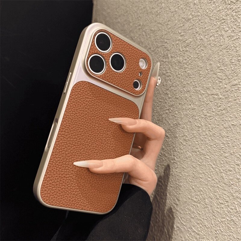 Instantly Transform into a 17 Lychee Pattern Case Suitable for Apple Iphone, New Model 17 Pro Max with a Premium Feel, Full Lens Coverage for 15, Matte Finish for Couples for 14, Shockproof for 13, Niche Design for 16 Pro, Protective Case for Both Men and Women