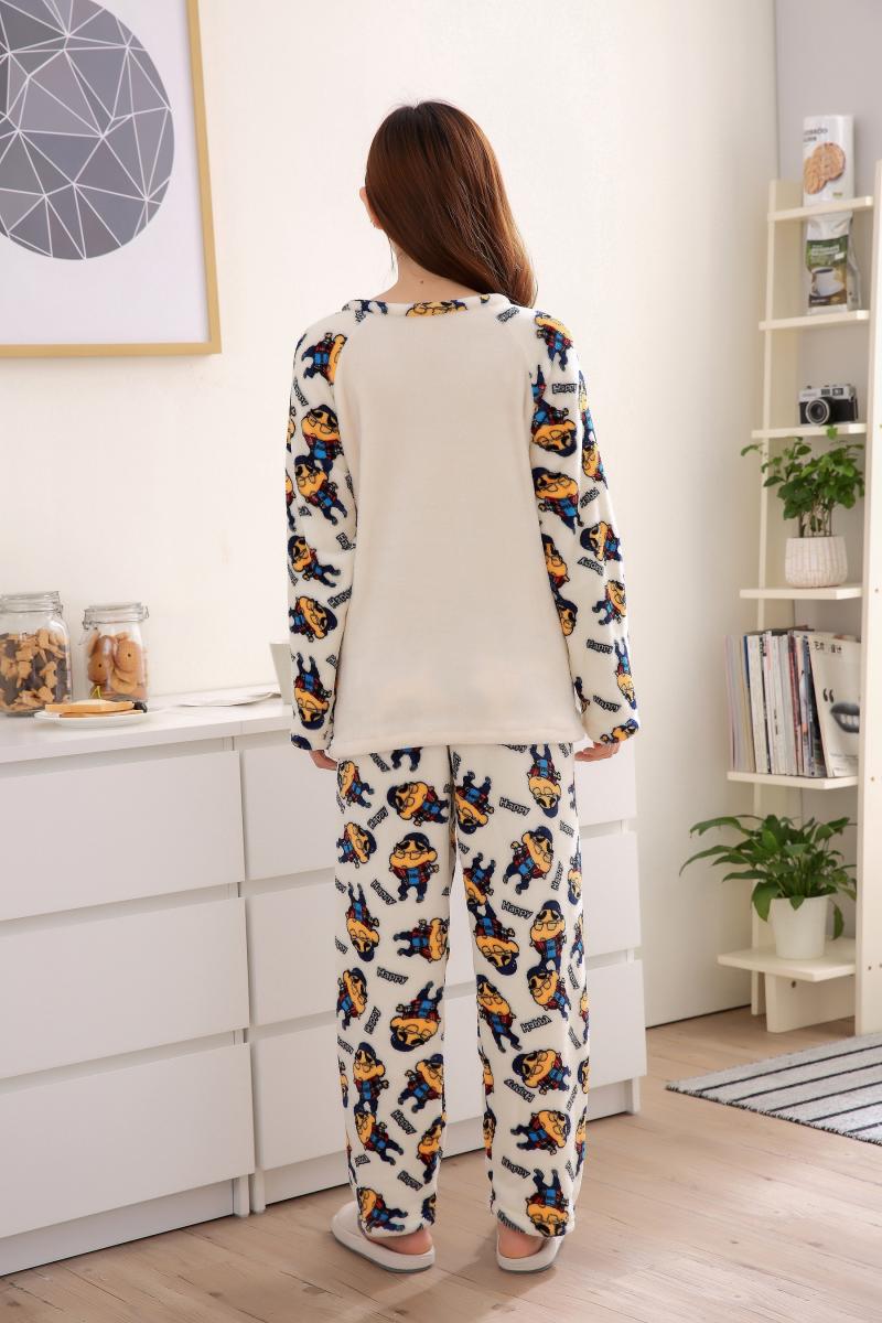 Đồ ngủ nhung nữ mùa đông phiên bản Hàn Quốc của cặp đôi dày ngọt dễ thương bút chì màu nhỏ mới phù hợp với dịch vụ nhà nam flannel bộ pijama