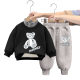 Children's fleece suit girl baby thickened sweater 2022 new boy turtleneck top girl bear two-piece set