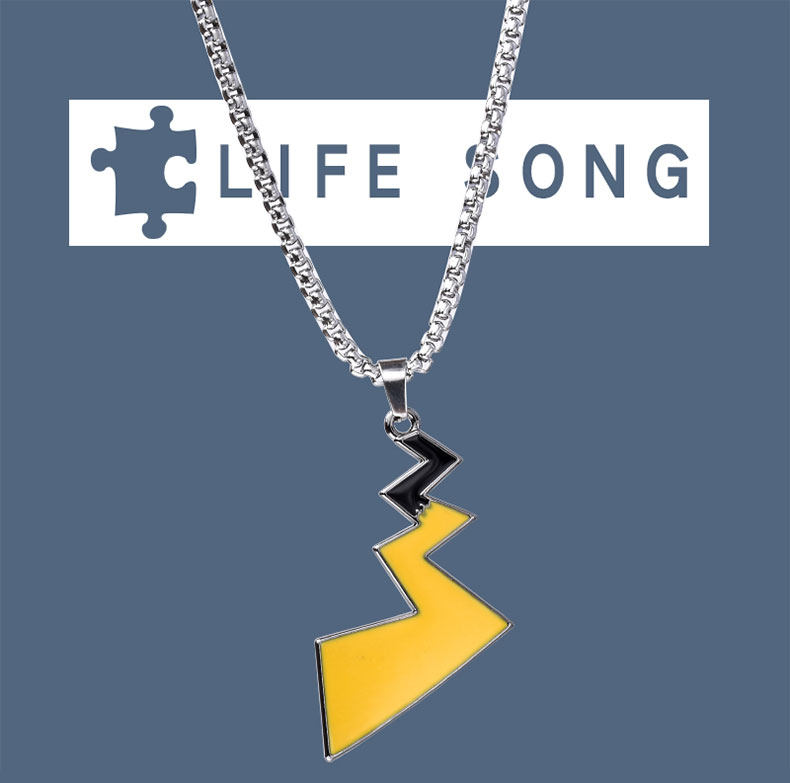 Titanium steel necklace Pikachu tail pendant personality versatile male and female student jewelry stainless steel chain European and American wear