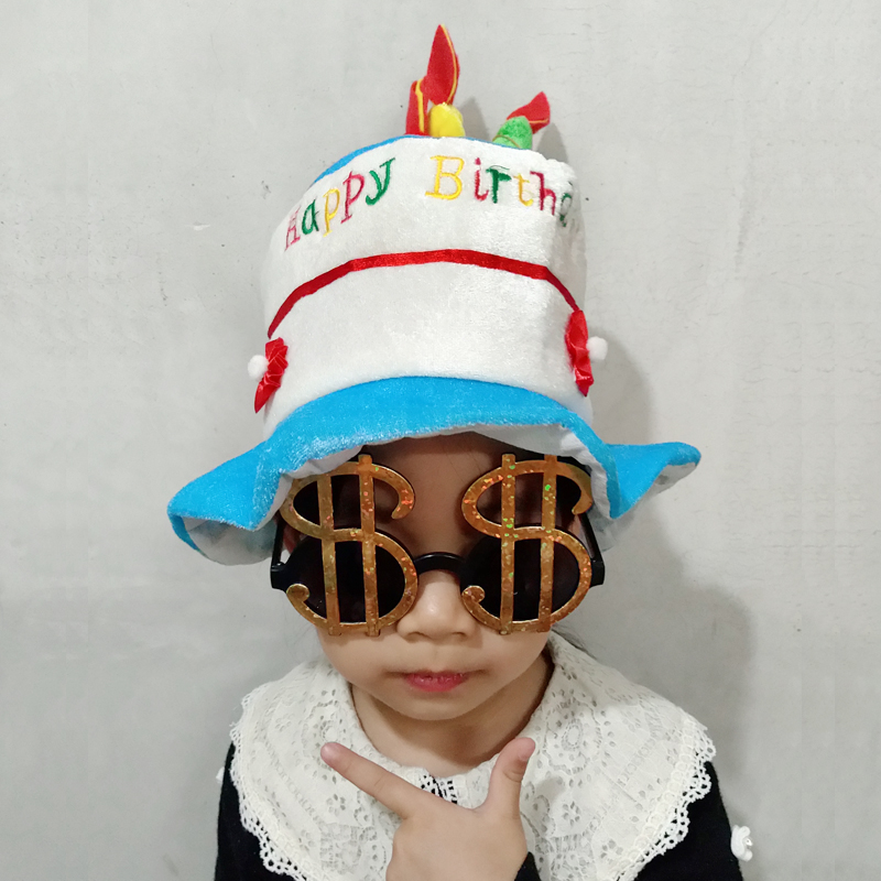 Party net red happy birthday hat children's set decorative creative headwear funny baby one-year-old ins cake headgear