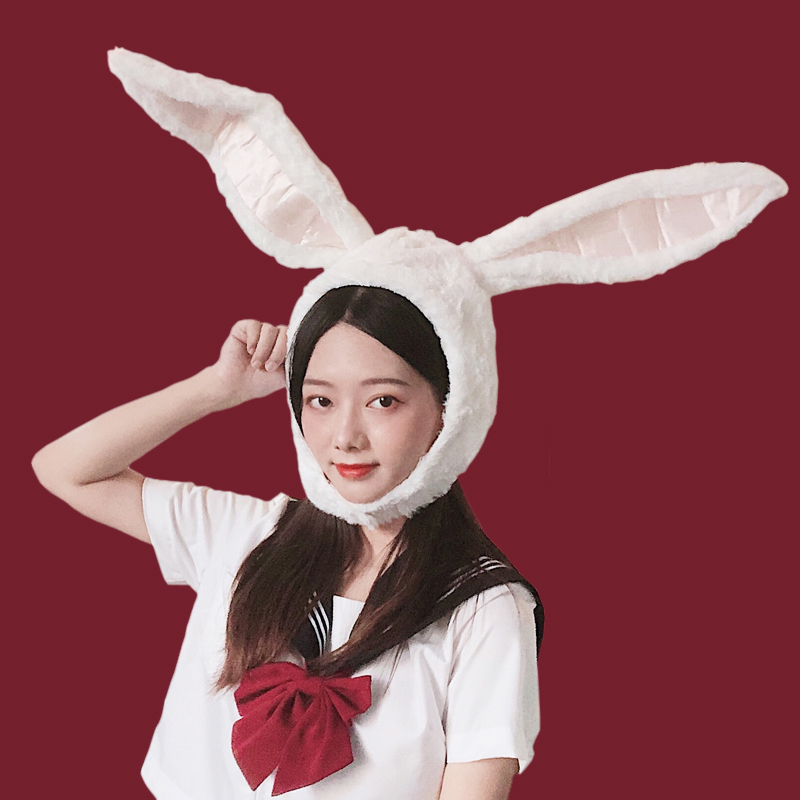 Japanese cartoon long rabbit headgear female cute net red headdress bunny ears hat jk dress up photo funny vibrato