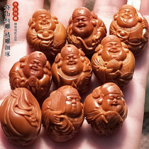 Zhoushan nuclear carving Olive nuclear carving Pure handmade iron core eight God of wealth hand string bracelet big core more than five years old seeds