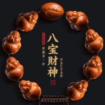 Olive stone bracelet Su Gong small seed chicken blood red old oil stone cultural toy for men and women pure handmade eight treasures God of Wealth nuclear carving bracelet