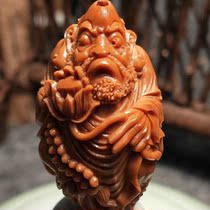 Sunan Gong carved olive core Seiko Dharma single seed old oil core text play mens hand string pendant large core