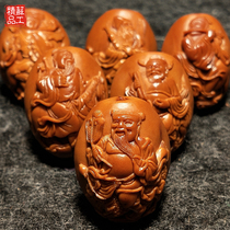 Olive core carving hand string Pure hand carving text play big seed old oil core relief eight immortals and mens and womens olive Hu bracelet