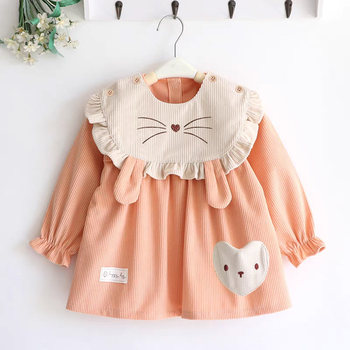 Clearance sale baby girl smock outer wear princess skirt autumn and winter baby bib bib eating waterproof reverse dressing apron