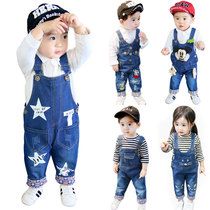 123-year-old autumn thickened cotton trousers female baby strap children baby autumn jeans female boy trousers