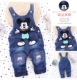 Quần denim bé gái 2018 thu đông 2018 mặc bé gái bé trai treo quần trẻ em ra quần dày