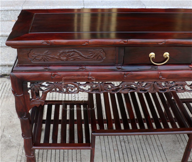 Nội thất gỗ gụ Lào gỗ hồng đỏ cũ chất liệu màu đen chạm khắc hoa trường hợp bàn sơn Sian Dalberg Bàn phong cách Trung Quốc - Bàn / Bàn 	bàn gỗ tân cổ điển