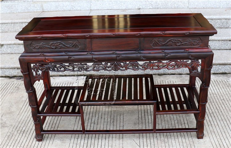 Nội thất gỗ gụ Lào gỗ hồng đỏ cũ chất liệu màu đen chạm khắc hoa trường hợp bàn sơn Sian Dalberg Bàn phong cách Trung Quốc - Bàn / Bàn 	bàn gỗ tân cổ điển