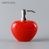 Creative ceramic hand sanitizer bottle B&B empty bottle push-type refill lotion shower gel shampoo red heart shape