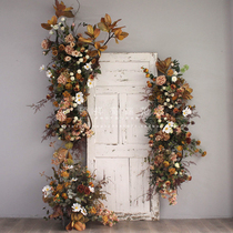 Simulation retro rose Morandi color wedding wedding wall decoration Net red shop photography area decorative photography props