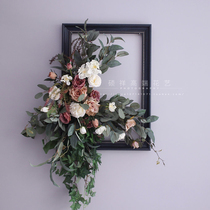 Simulation rose retro old photo frame floral creative wall decoration wall hanging shooting props Shop restaurant decoration floral art