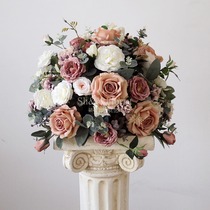 Emulated floral retro Rose combined floral wedding tabletop décor floral road leading flower background decorative floral photography props