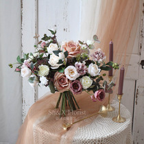 Simulation Retro Rose Moon Season Combined Floral Bride Hands to Flower Photography Shoot Props Home Living Room Hem
