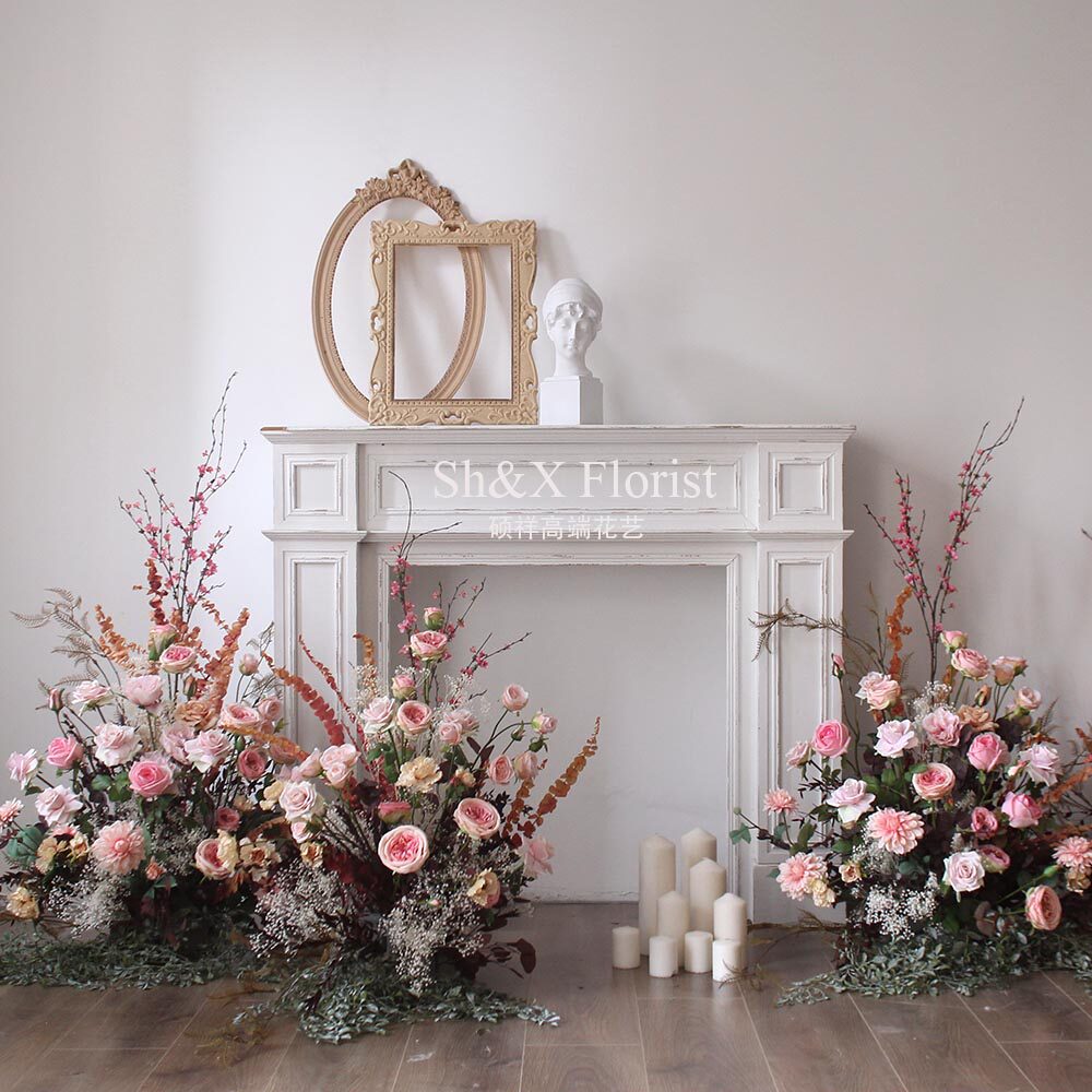 Simulation flower rose combination floral wedding road lead decorative flower background flower photography decorative flower shop window design