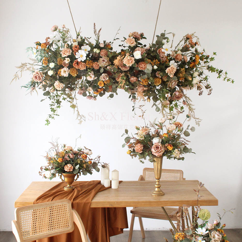 Moranti Color Emulation Flower Suspended Ceiling Decoration Mesh Red Dining Room Shop Shop Window Fake Flower Pendulum Pieces Table Flower Photography Props