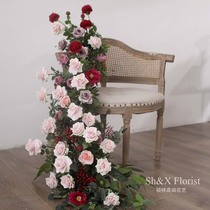 Simulation Rose Composition Floral Chair Floral Decoration Shop Window Design Wedding Decoration Floral Photo Shoot Props