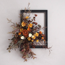 Simulation Flowers Rose Silk Flowers Fake Flowers Retro Morandi Hue Creative Wall Decoration Wall-mounted Pendulum photography Filming Props