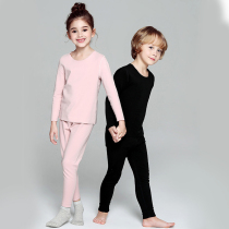 Childrens non-trace fever De velvet base trousers thermal underwear set boys and girls plus velvet thick thin velvet autumn and winter