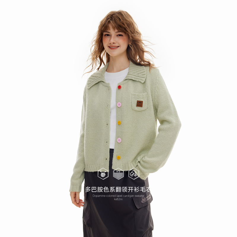 Kxlfchn Casual Cardigan Sweater Jacket for Women in Dopamine Color Scheme with a Turn-Down Collar, Versatile Knitwear for Men Kxlfchn Casual Cardigan Sweater Jacket for Women in Dopamine Color Scheme with a Turn-Down Collar, Versatile Knitwear for Men