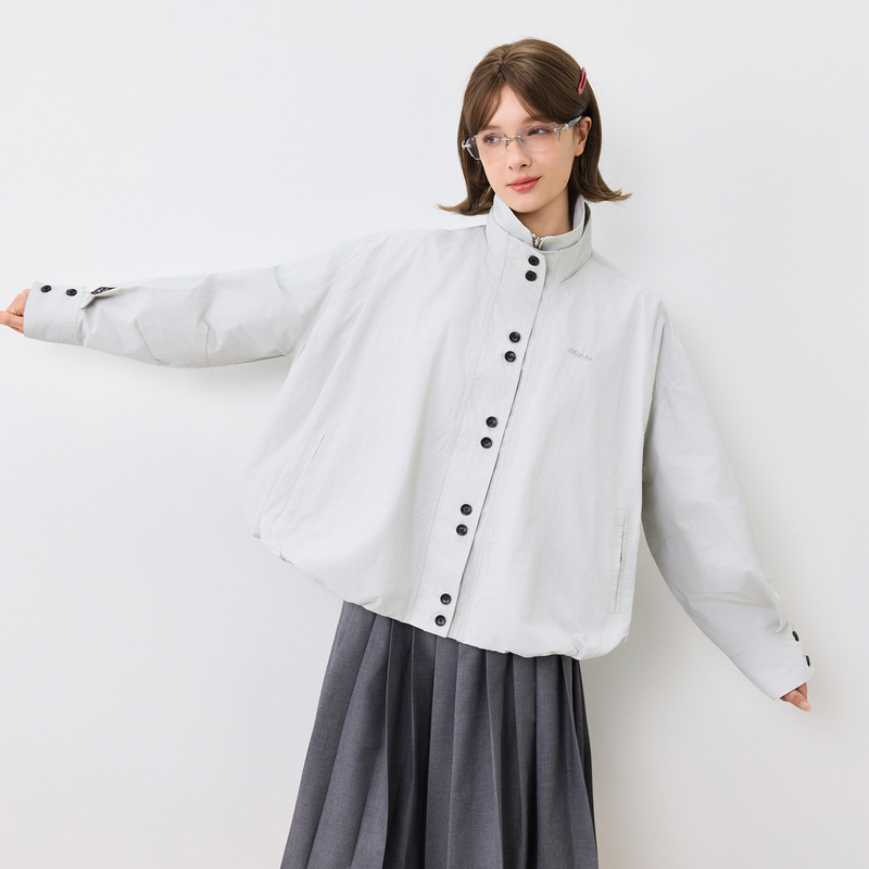 Kxlfchn Loose-Fitting Korean-Style Casual Top with a Stand-Up Collar and Bud-Shaped Design, Spring Style