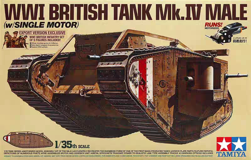 Tamiya 30057 1/35 British Tank Mk.Iv (with Engine) from World War I
