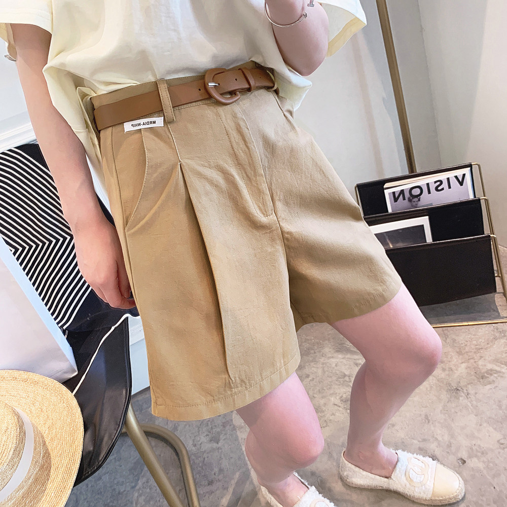 High waist shorts girls 2023 summer new fashion style loose five - legged casual suit pants children