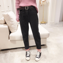 Jeans womens winter velvet 2020 new Korean fashion loose thickened radish pants casual Harun dad pants