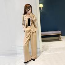 Suit suit womens autumn 2021 new Korean version fashion loose temperament wide-leg pants top two-piece set