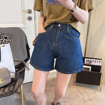 Denim Shorts Women 2022 Summer New Womens Fashion Korean Version Fashion High Waist Display Slim 100 Lap Straight Barrel Broadleg Hot Pants Tide