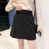 Wool skirt womens 2021 autumn new womens Korean fashion high waist thin a-word hip Western style short skirt